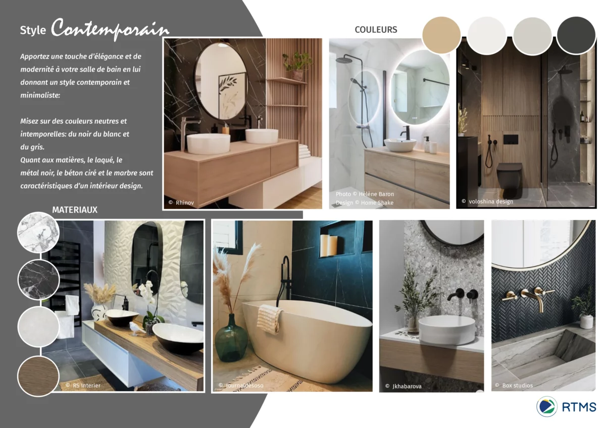 Planche tendance salle de bain style contemporain - RTMS
