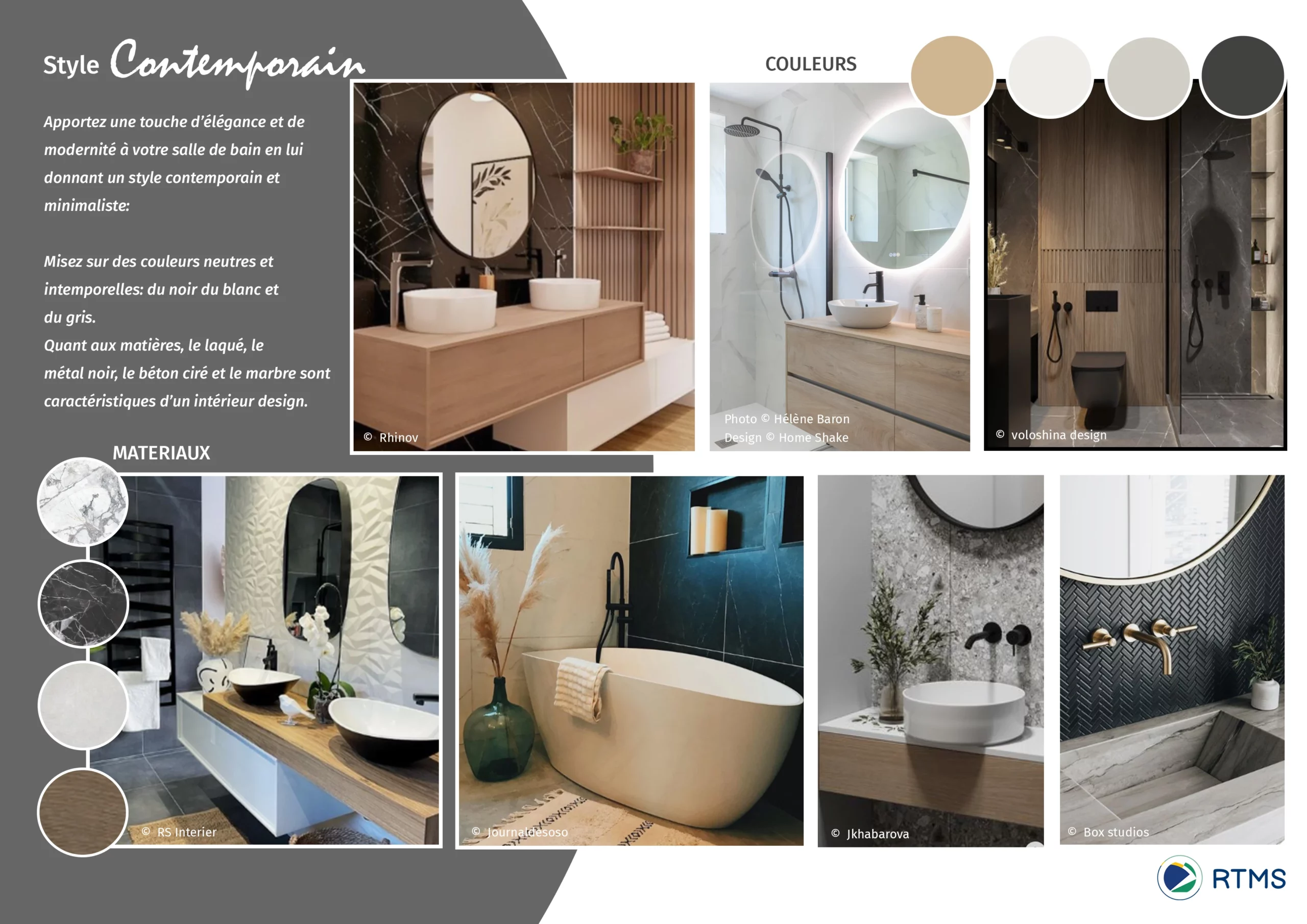 Planche tendance salle de bain style contemporain - RTMS