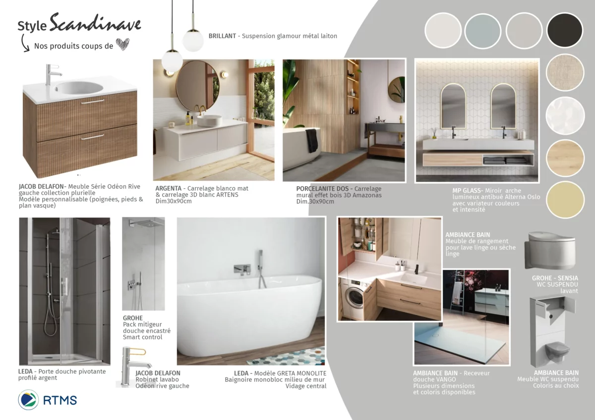 Planche tendance salle de bain style scandinave - RTMS