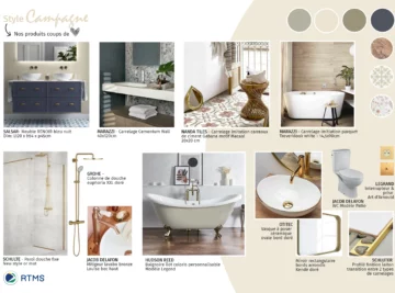 Planche tendance salle de bain style campagne - RTMS