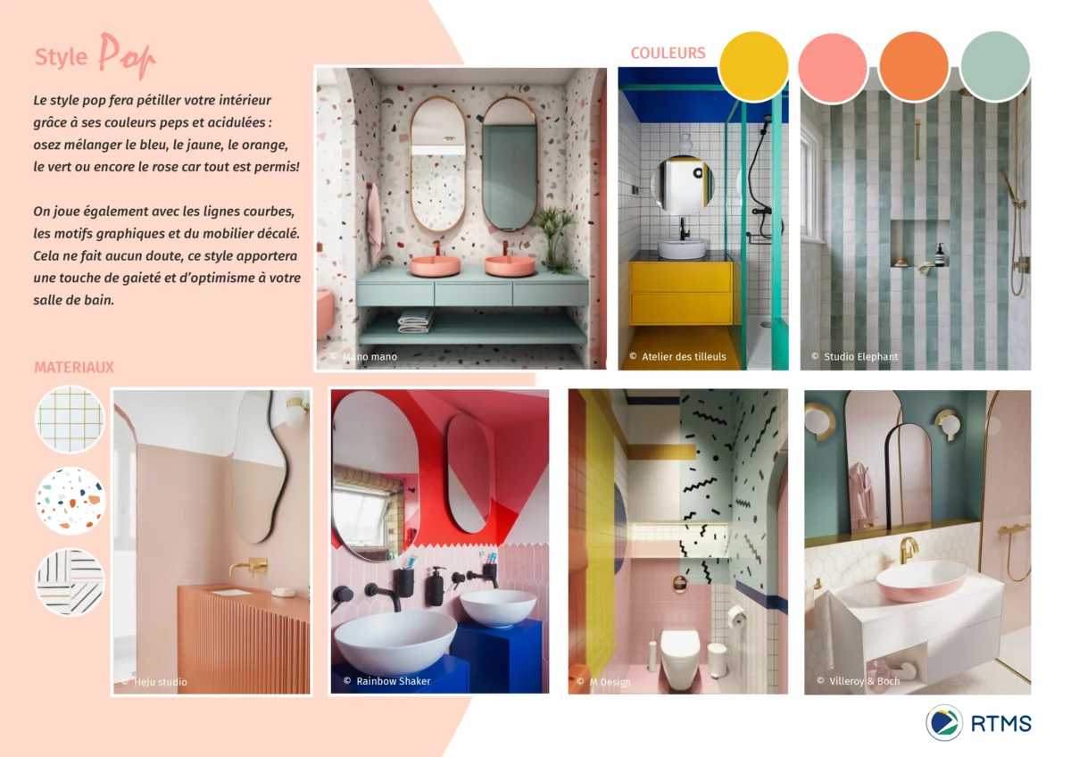 Planche tendance salle de bain style pop - RTMS